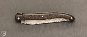   Couteau Laguiole en Aubrac " Pièce unique " - Fibre de carbone et lame damas Japonais
