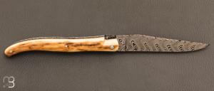    Couteau Laguiole en Aubrac 12 cm manche en ivoire de mammouth et lame en damas de Markus Balbach
