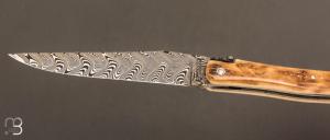    Couteau Laguiole en Aubrac 12 cm manche en ivoire de mammouth et lame en damas de Markus Balbach