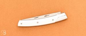 Couteau  " Le Thiers à secret "  ivoire de mammouth et RWL-34 de Robert Beillonnet