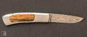 Couteau " Lock-back " lame damas custom par Kaj Embretsen - Inter-frame ivoire de mammouth