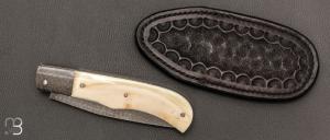 Couteau " Tony XL  " custom de Anthony Brochier - Damas multi-barreaux torsadé et ivoire de phacochère
