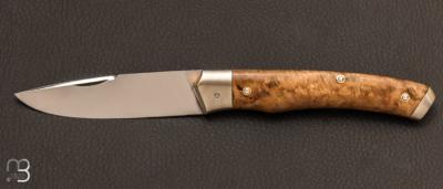 Couteau "1820" en loupe d'acacia stabilisée et XC100 par Mathieu Herrero