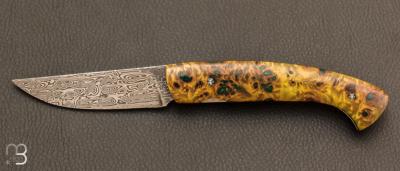 Couteau de poche 1515 Erable Négungo vert et damas par Manu Laplace