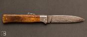 Couteau " MERCATOR " custom damas et machoire de morse fossilisée par Franck Pitelet