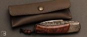 Couteau custom de poche "Ptixav" Palissandre et damas de Philippe Ricard